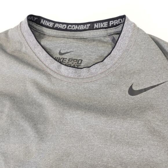 Nike Pro Combat Fitted Gray Heather Sleeveless Vent Activewear Shirt - Picture 1 of 5